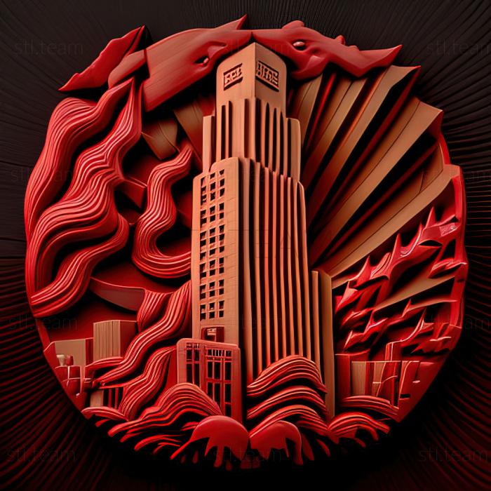 Обуздание багрового прилива Красная молния небоскреба